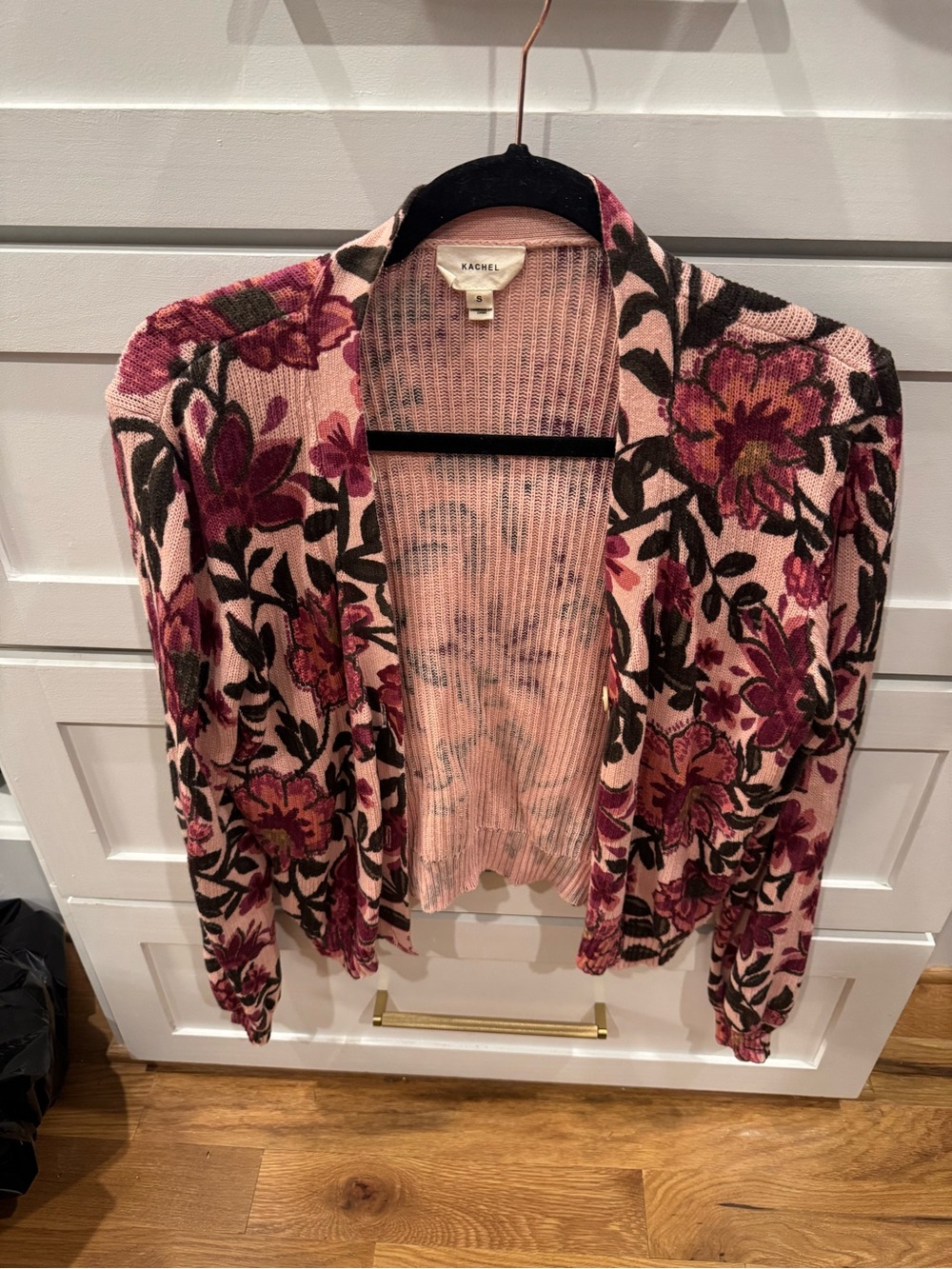 Kachel Pink Floral Open-Front Women's Cardigan (Anthropologie)